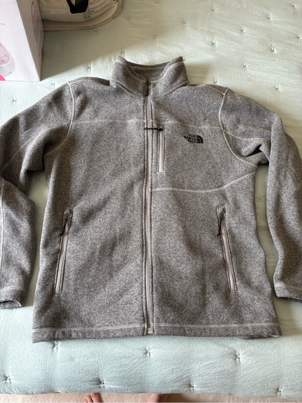 The North Face Men's Gray Full-Zip Fleece Jacket with Chest Pocket
